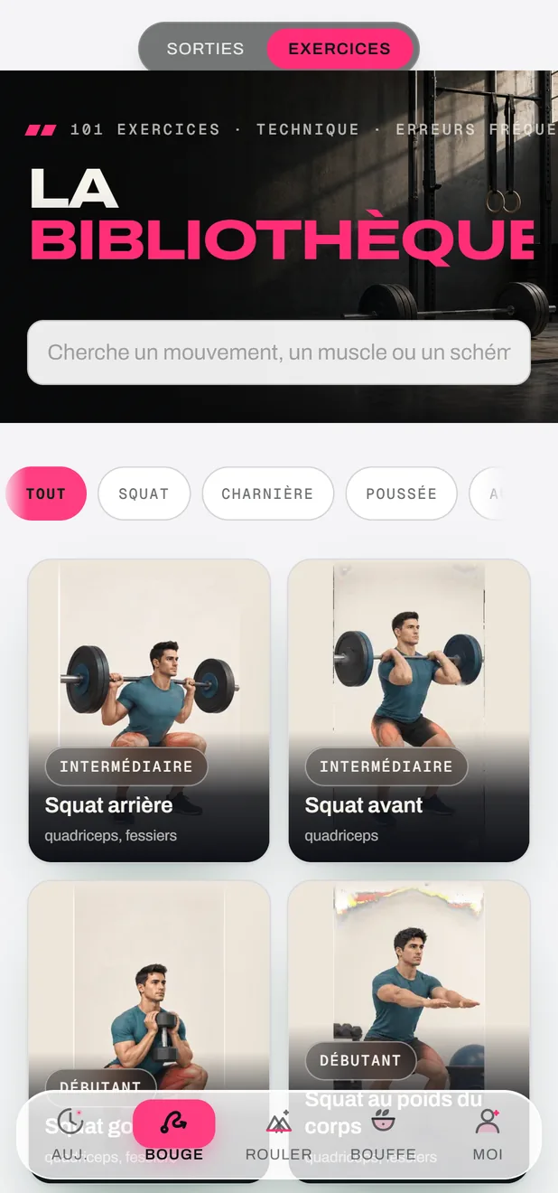 La bibliothèque d’exercices de l’app FORGE