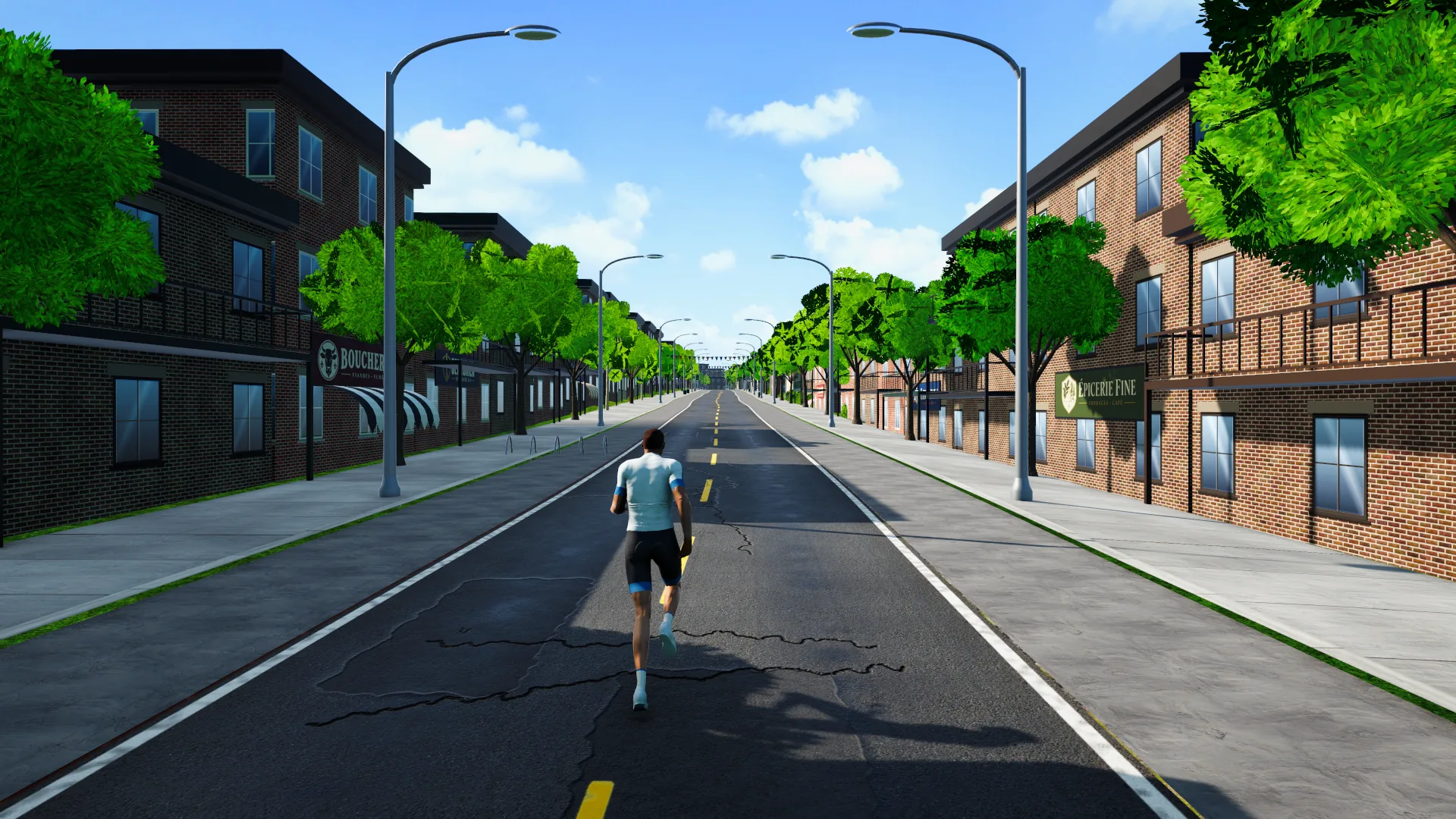 Le coureur de FORGE Run de dos, dans une rue de Montréal